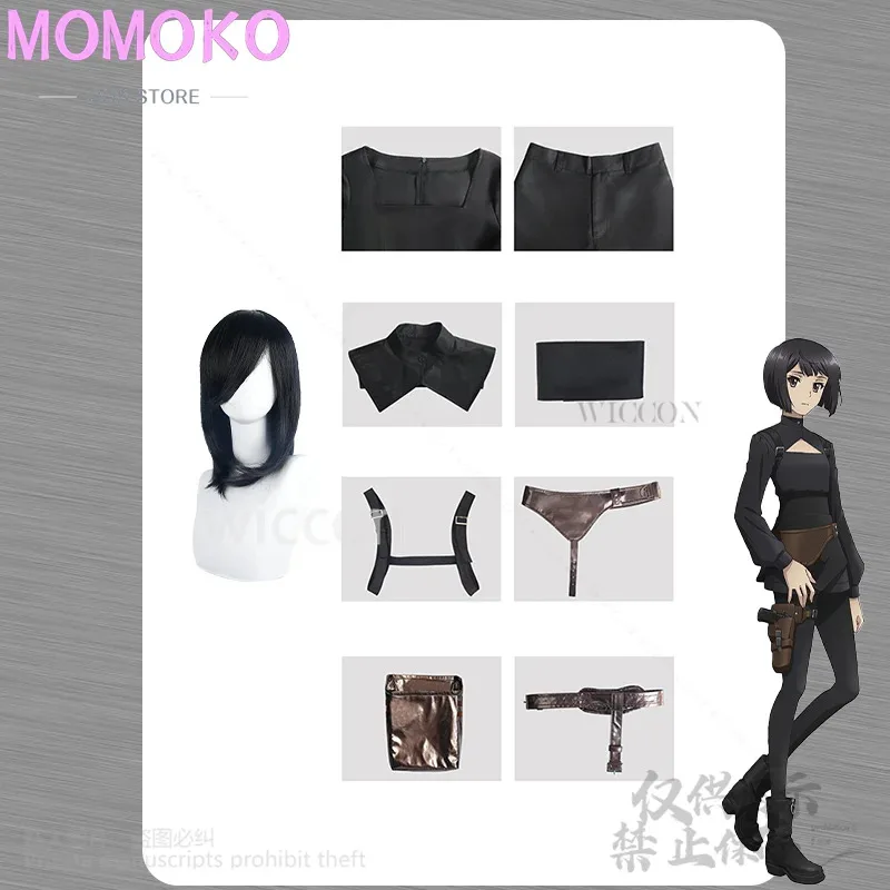 

COSda@New Anime 2025 YOUR FORMA Echika Hieda Cosplay Costume Black Battle Uniform Belt Wigs Jirai Kei Goth Lolita Halloween Cust