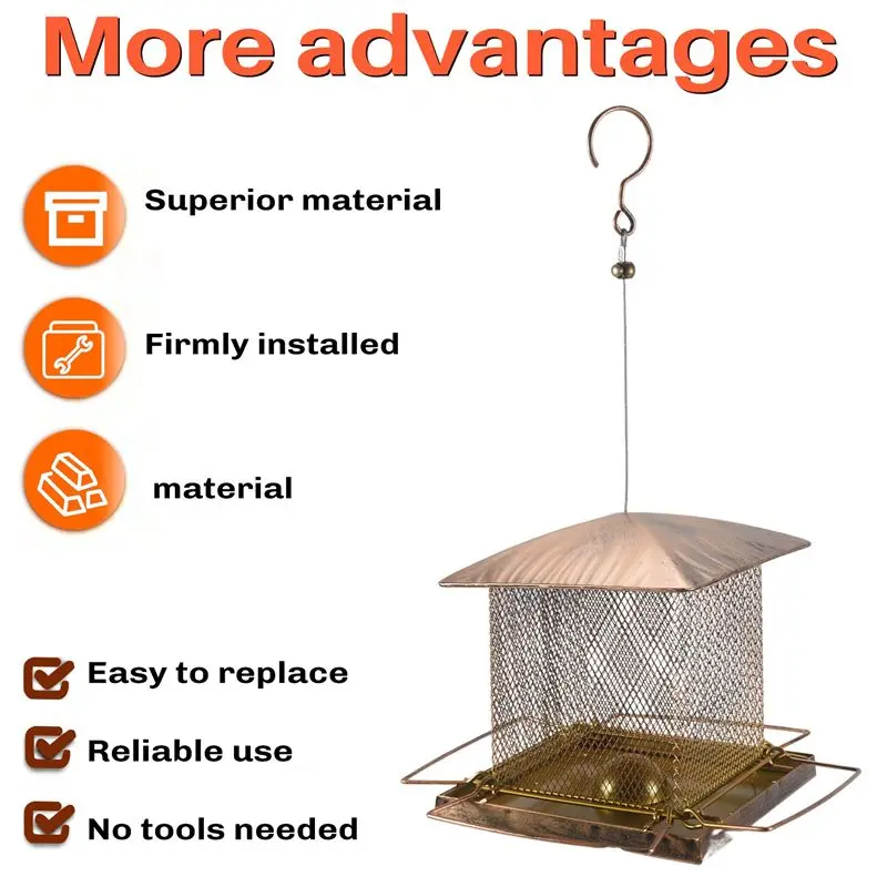 A27F-Bird Feeders For Outdoors Hanging - Large Capacity Heavy Duty Metal Squirrel Proof Wild Bird Feeders For Cardinal