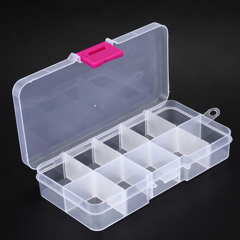 3Pcs 10 Grid Electronic Component Parts Kits Plastic Storage Box Case