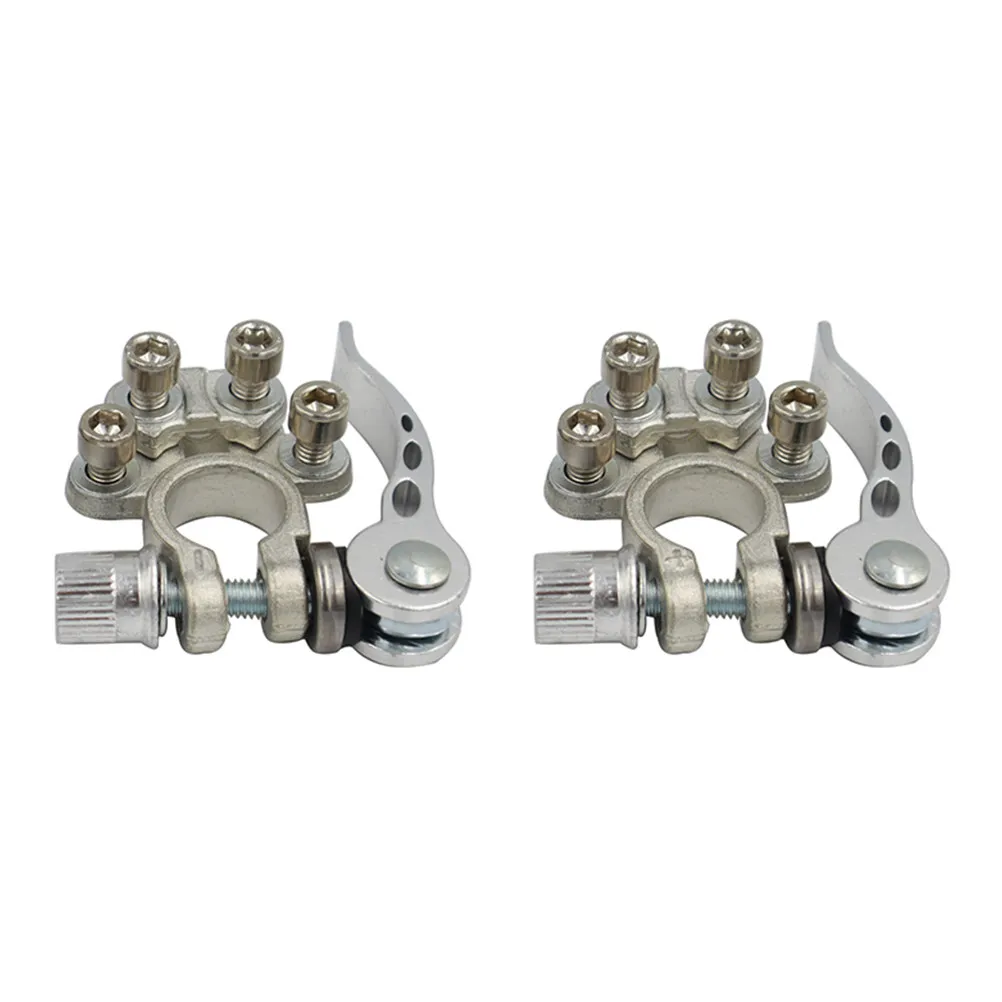 

1Pair Quick Release Car Battery Terminal Clamp Heavy Duty Copper Connector for Easy Installation No Tools Required Front Back