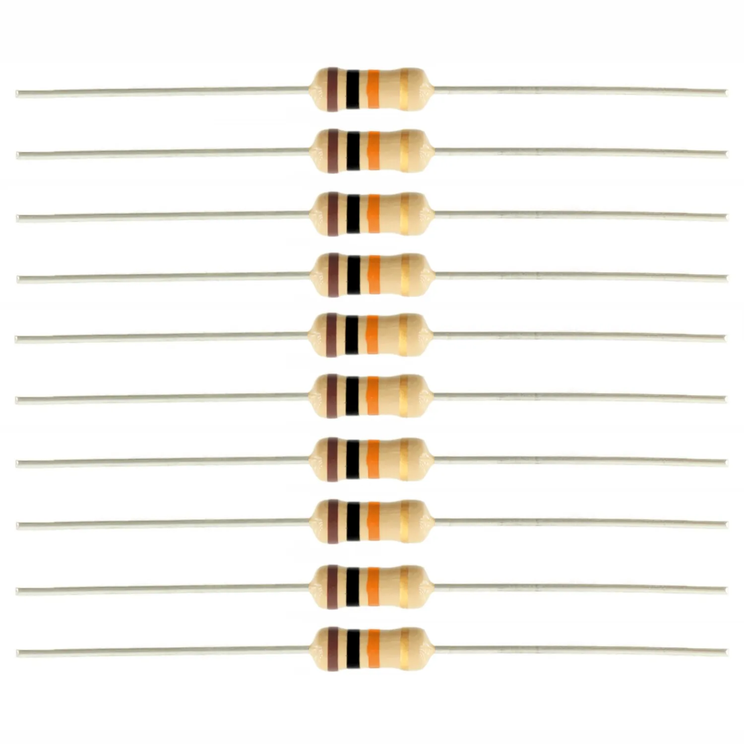 10PCS 10K 10,000 Ohm Ω Resistor 5% Tolerance 1/4W 1/4 Watt Carbon Film PK