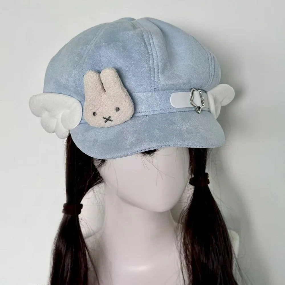 

Women's Harajuku Gothic Lolita Angel Wing Rabbit Beret Hat Y2k Girls Sweet Cute Punk Accessories Octagonal Hat