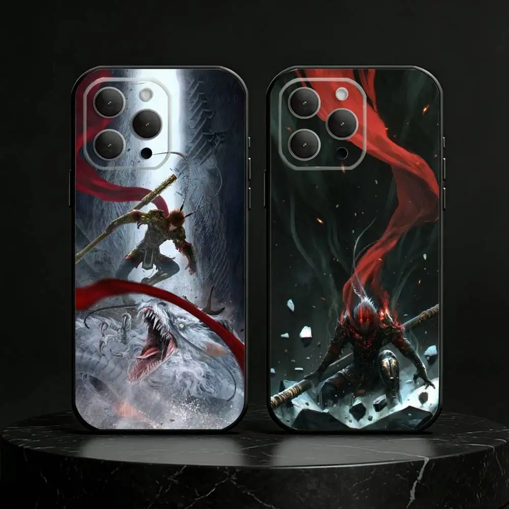 

B-Black Myth Wukong Phone Case For iPhone 17,16,15,14,13,12,11 Plus,Pro,Max,Mini Silicone black Soft Cover