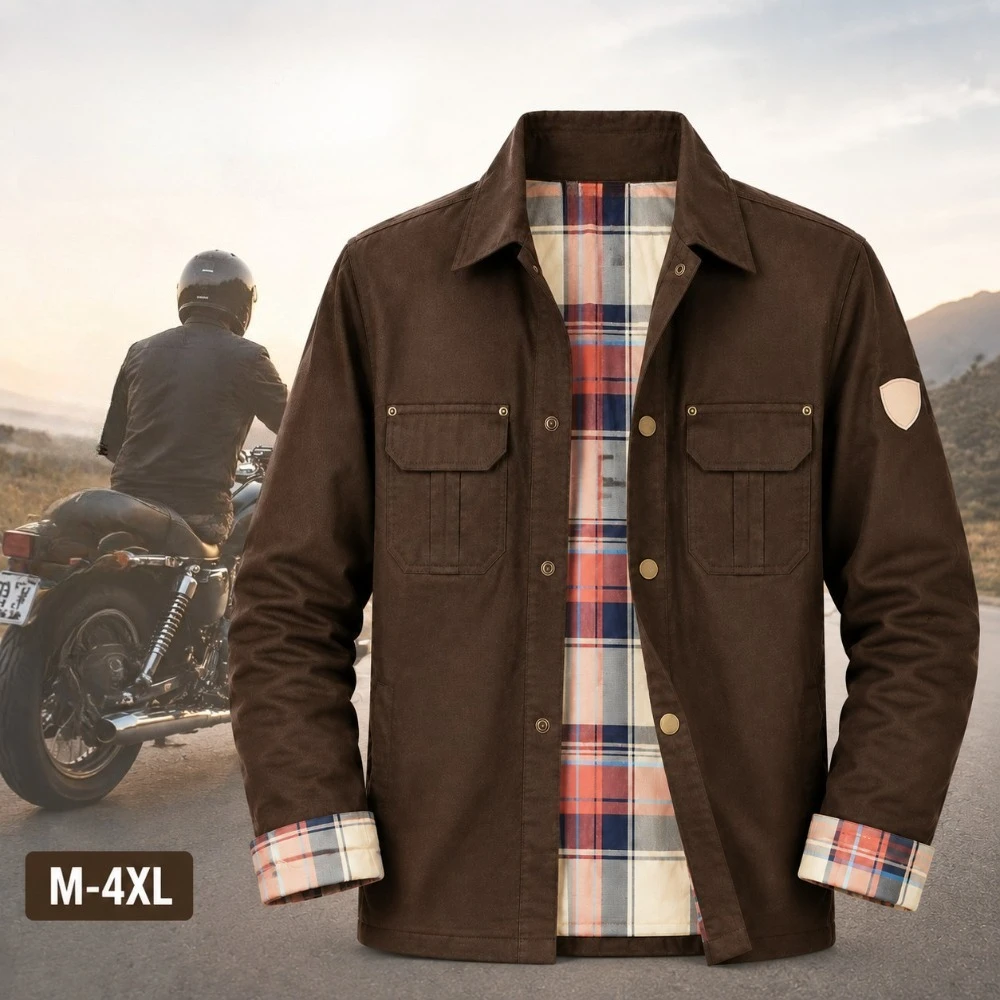 New Motorcycle Style Men's Jacket Duty Long Sleeved Jacket Spring / Autumn Style Retro Workwear Jacket Multi Pocket Workwear