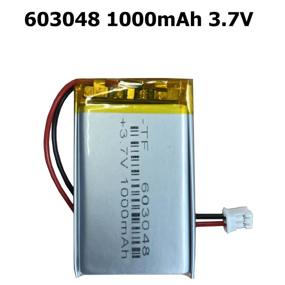 603048 Li Ion Battery 3.7V PH 2.0mm Plug 1000mAh Polymer Rechargeable 603050 for LED Emergency Lights Smart Audio Beauty Meter