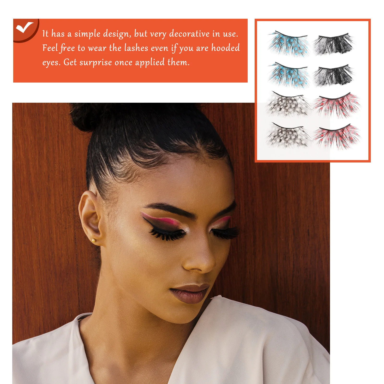 

4Pairs Dramatic Fake Eyelashes Stage Performance Natural Looking Party Wedding Photo Shoot Color Eyelashes Fake Eyelash
