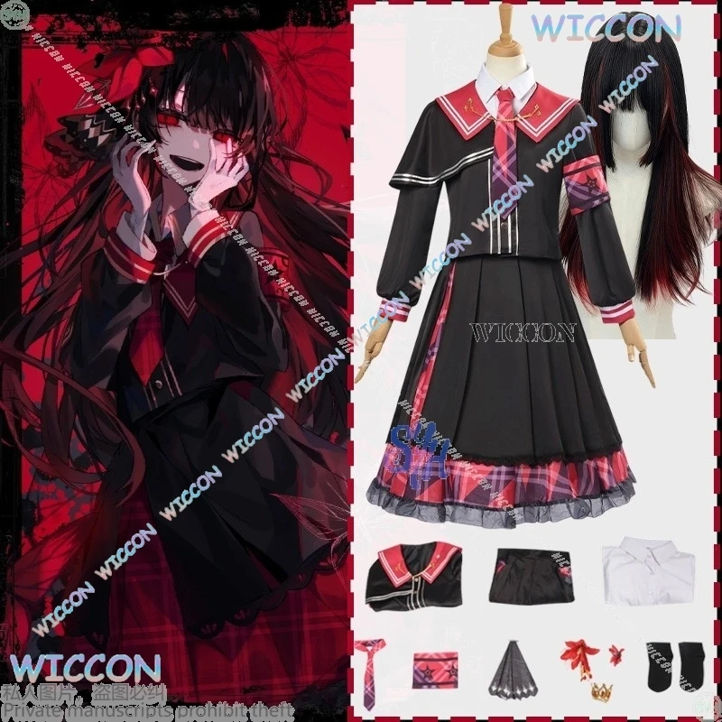 

Youkoo/игра Mahou Shoujo No Majo Saiban Косплей Nikaidō Hiro Волшебная девушка Костюм ведьмы Готический красный черный JK платье Хэллоуин