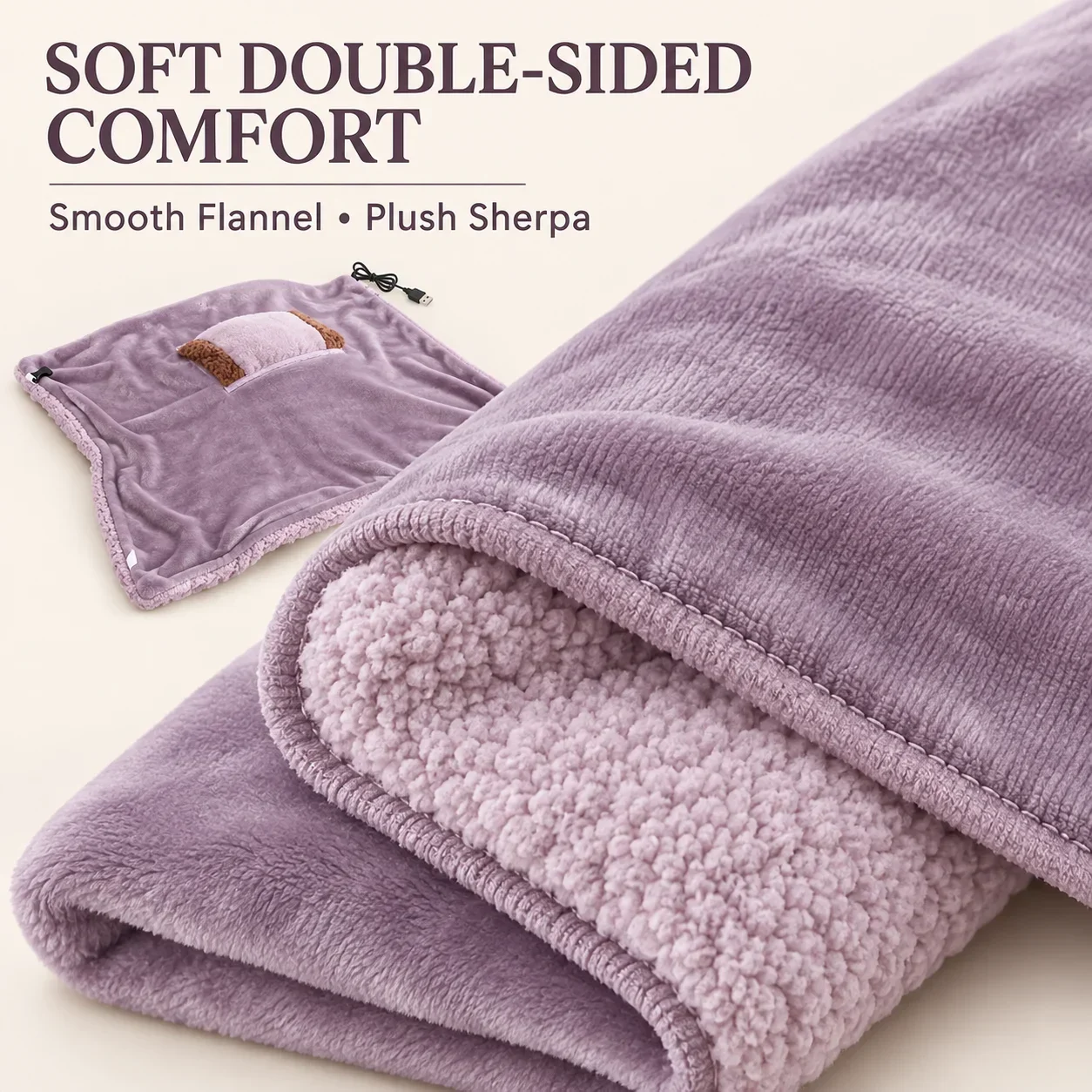 USB Heated Blanket 5V Electric Heating Throw Portable Soft Warm Lap Blanket for Home Office Travel Winter