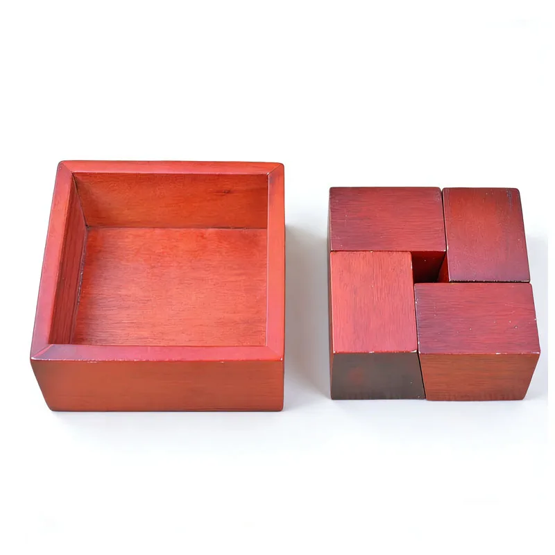 Impossible Wooden Brain Teaser Puzzle Box Cleverly Place Four Pieces Logic Cube High Difficulty IQ Challenge For Kids Adults view 2