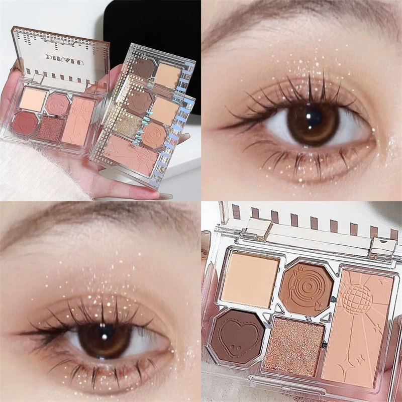 1Pc DIKALU 5 色アイシャドウプレートソフトミストダークアイズマット & パール光沢のある長期的な防水韓国メイクアップ顔料