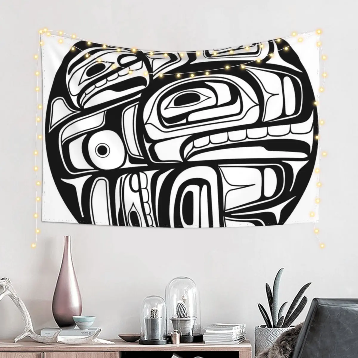 

Orca Circle formline pendant native american salish blackfish Tapestry Cute Room Things Outdoor Decoration Tapestry