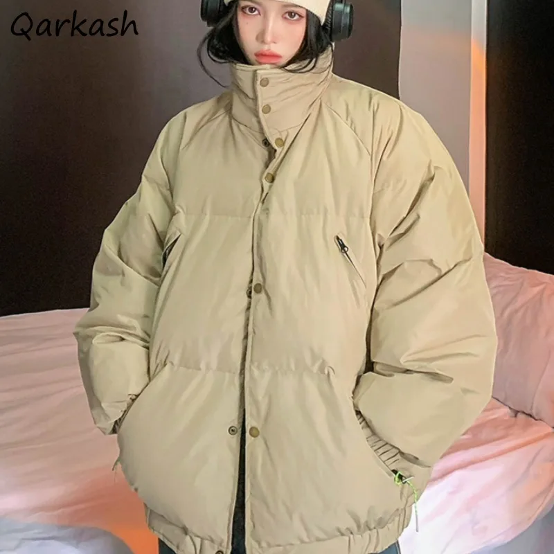 Short Style Parkas Women American Retro Unisex Couples Turn-down Colalr Baggy All-match Thickening All-match Casual Streetwear