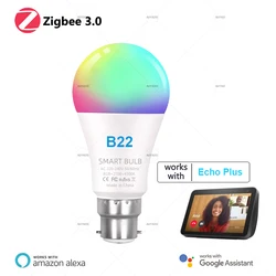 B22 Zigbee Smart Bulb Lamps 220V Led RGBCW Light Voice Control Timing Home Assistant APP Works With Alexa Google Home 2MQTT