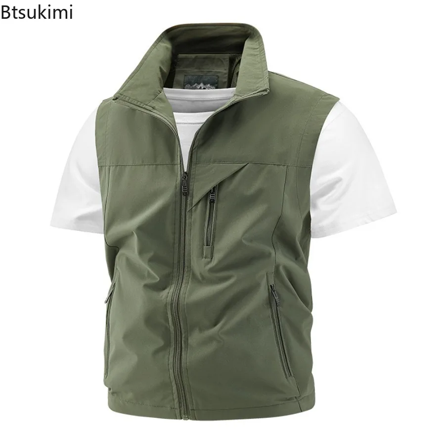 2025 Outdoor Spring Autumn Waistcoat Men's Thin Waistcoat Leisure Multi-pocket Waistcoat Sleeveless Coat Casual Daily Coat Male