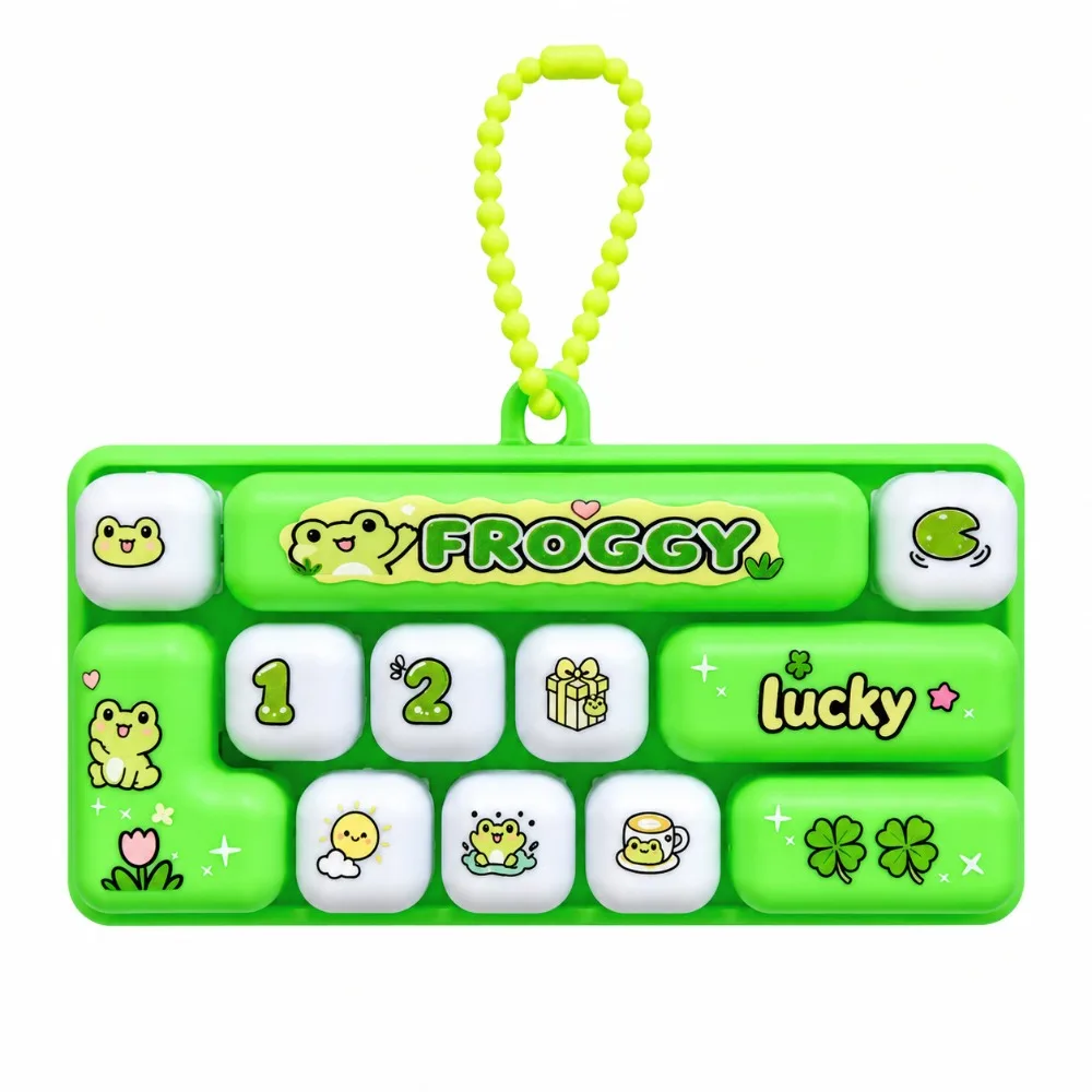 Cartoon 12 Keys Keyboard Keychain Animals Pressable Keys Keyboard Clicker Keychain Creative Mini Sensory Clicker Toys Travel Use