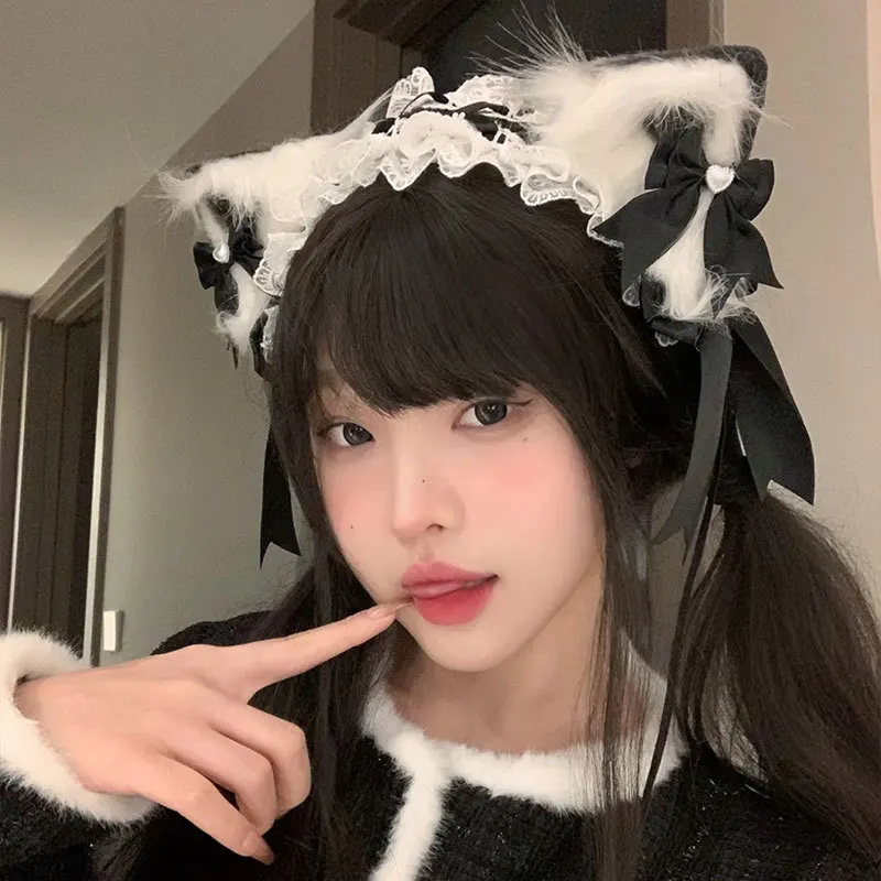 Miniso Kuromi Series Cosplay Props, Lolita Cat Ear Headband, Lolita Catgirl Animal Ear Headband, Kc Headband, Hair Clip