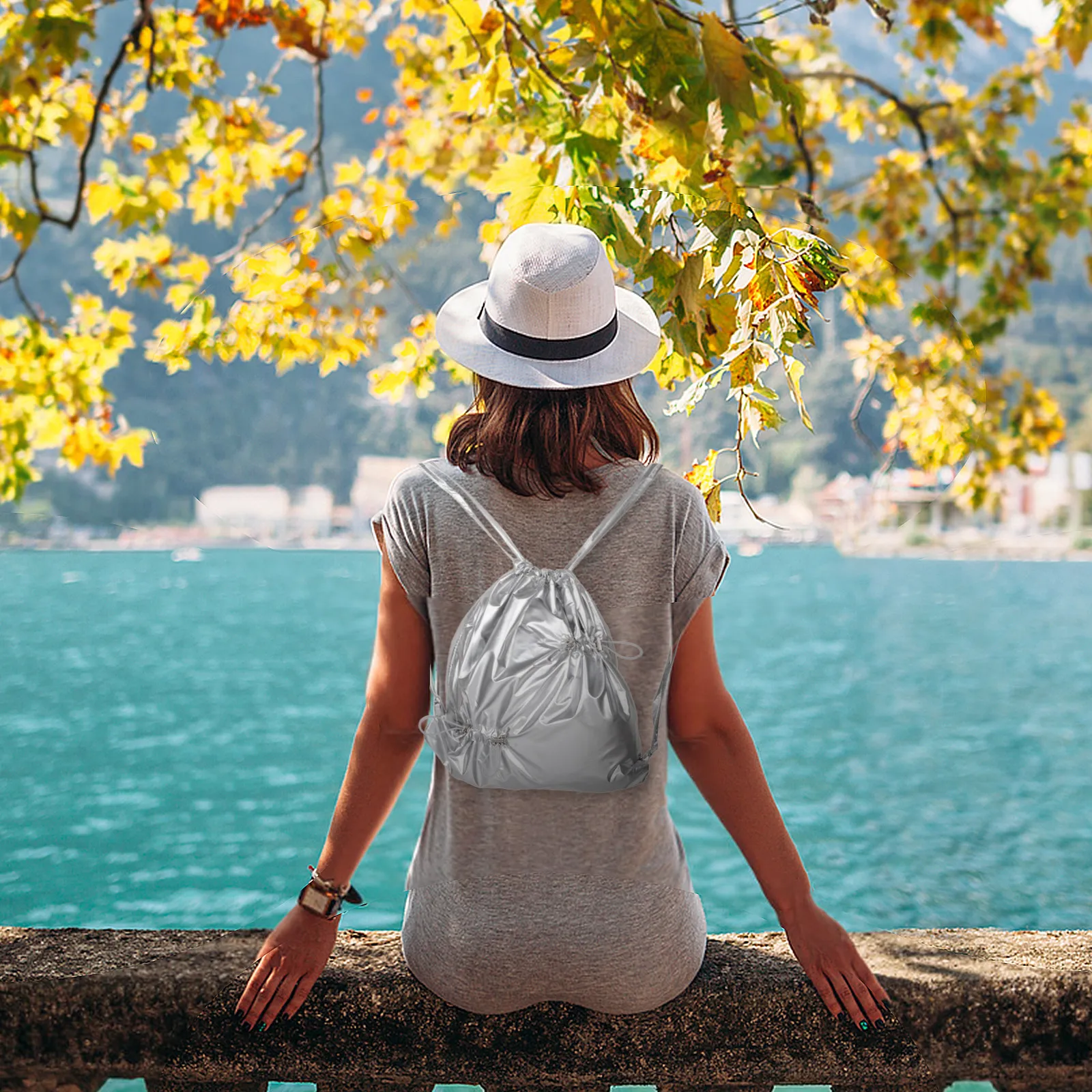 

Водонепроницаемая нейлоновая сумка на шнурке, складная, большой вместимости, спортивный рюкзак для спортзала и путешествий, легкий рюкзак на шнурке