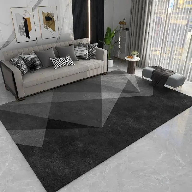 VIKAMA Leichter Luxus-Teppich mit geometrischem Muster für Wohnzimmer, schmutzabweisend, leicht zu reinigen, Veranda-Matte, Schlafzimmer, Büro, Heimdekoration