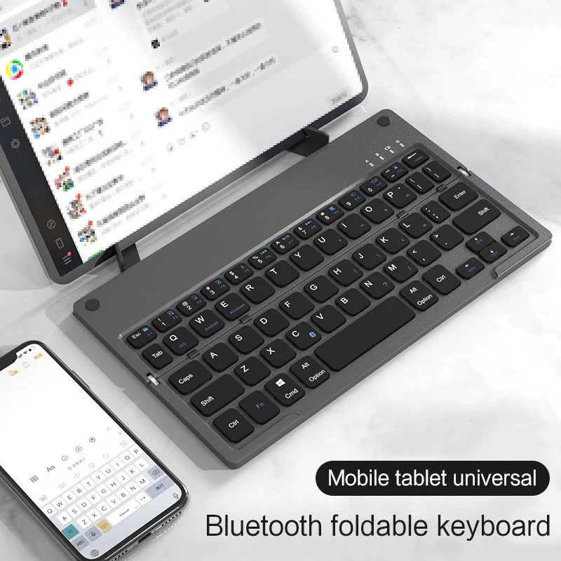 AJIUYU Folding wireless keyboard With Stand For iPad Tablet Laptop Phone Mini Keyboard German Spanish for Windows IOS Android
