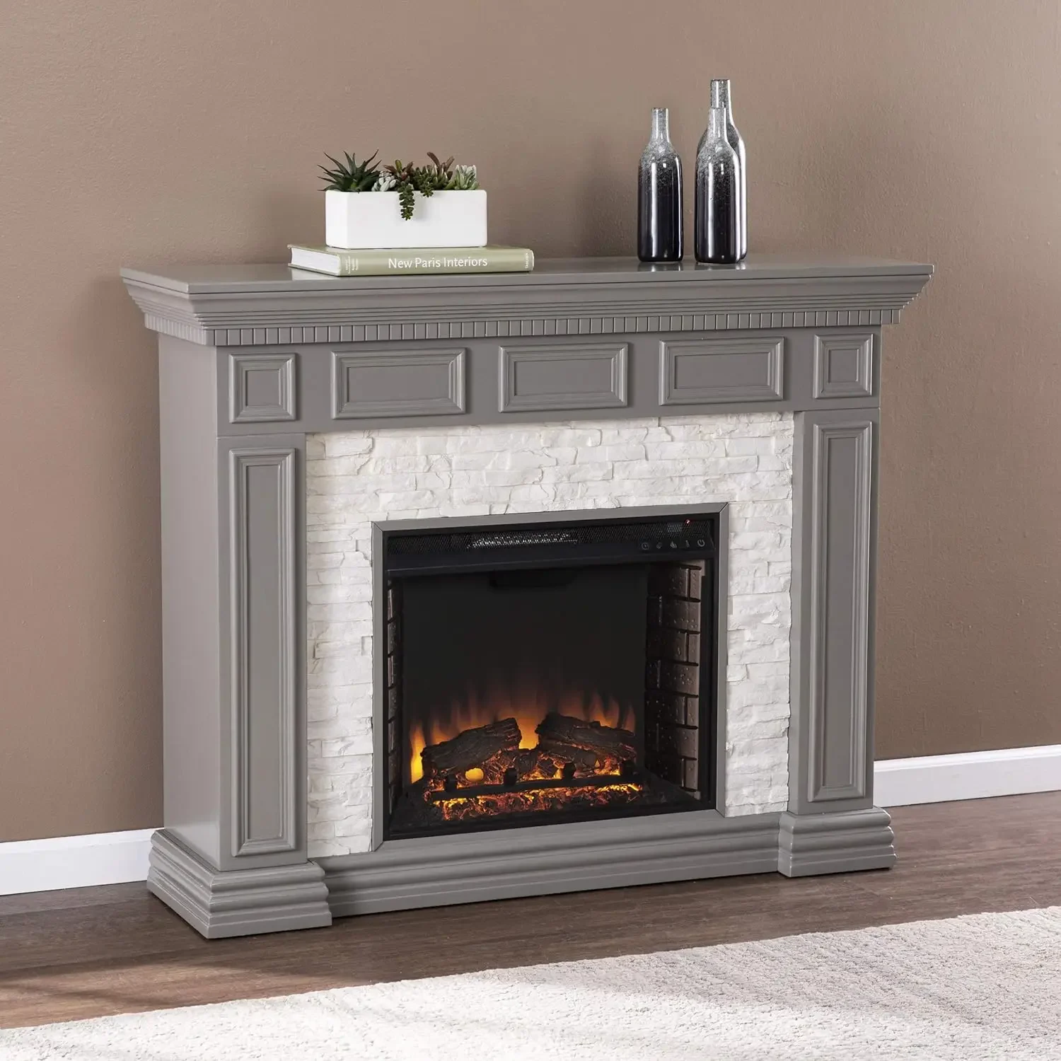 

Dakesbury Faux Stacked Stone 50" Electric Fireplace, Gray