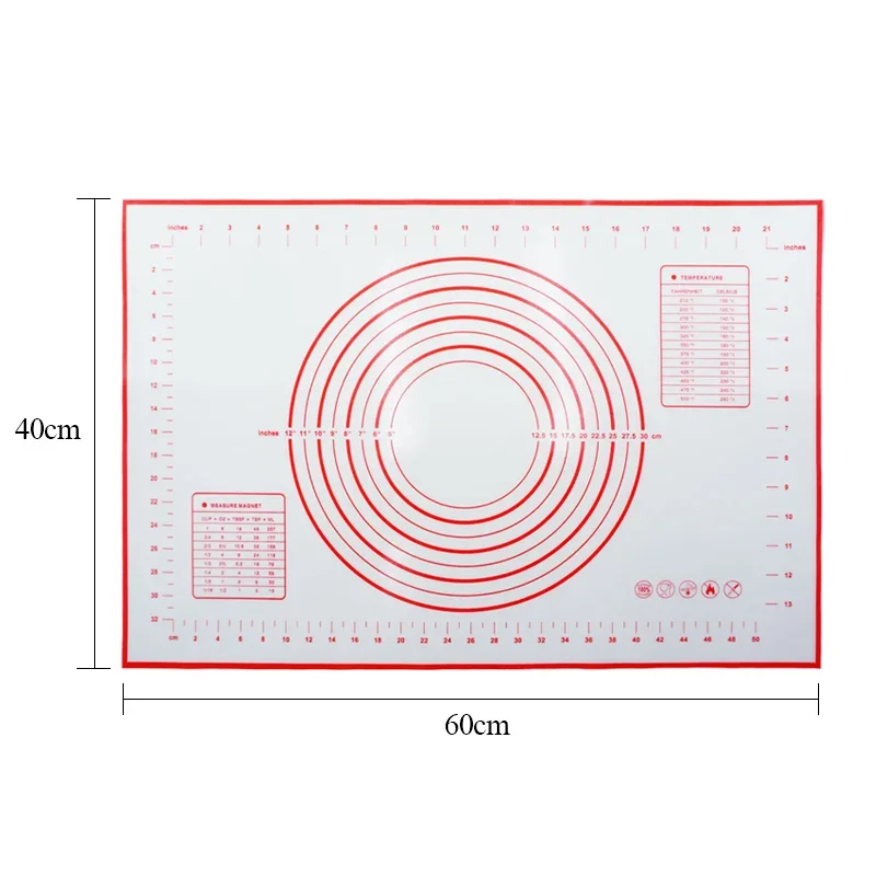 Fiberglass Silicone Baking Mat Large Kneading Pad Nonstick Surface Rolling Dough with Scale for Kitchen Cooking Bakeware Tools