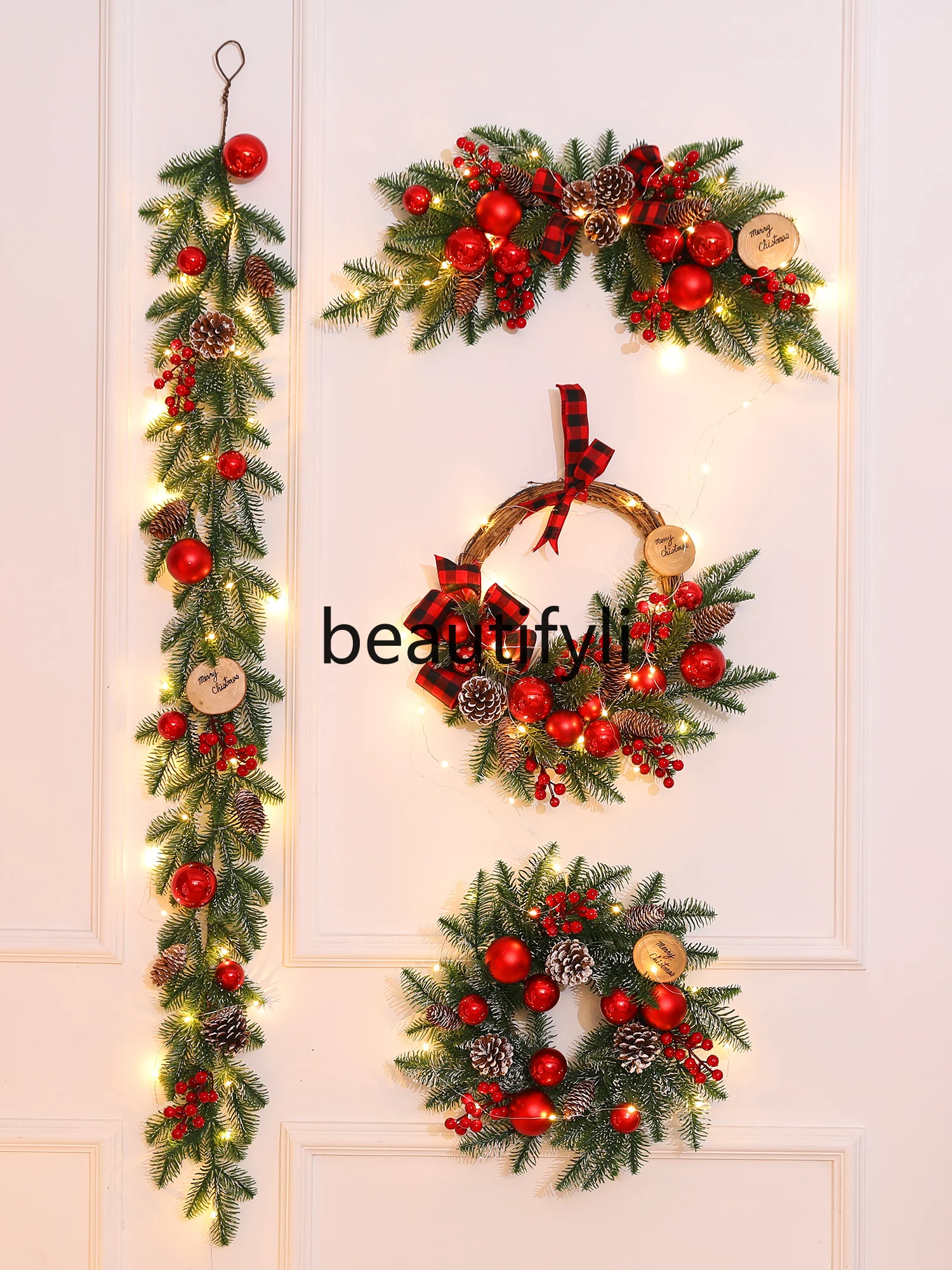 

Christmas accessories, decorations, garlands, rattan horns, doors, wall-mounted hotels, shopping malls, scene layout,