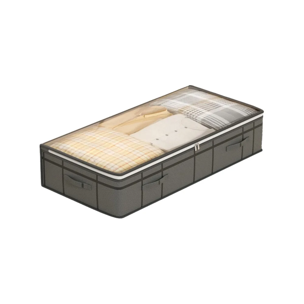 

Non-Woven Fabric Under Bed Storage Bag Dual Zipper Large Capacity Clothing Blanket Storage Bag Moisture-Proof Space Saving