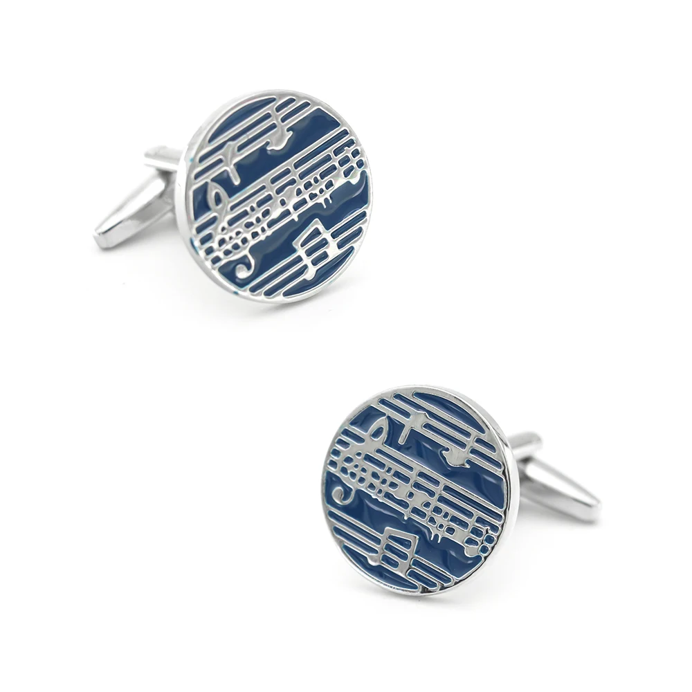 iGame Music Cuff Links Quality Brass Material Blue Color Music Score Design Cufflinks Wholesale & Retail