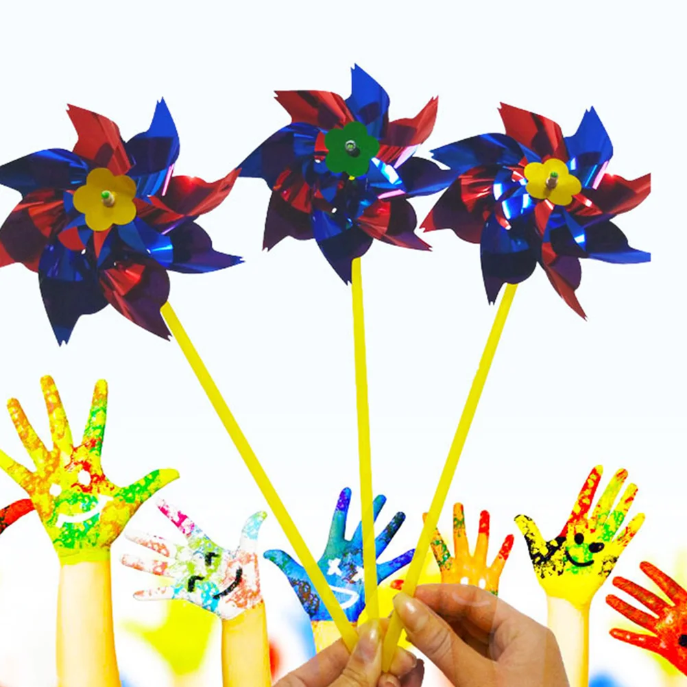 20pcs Colorful Plastic Pinwheel DIY Small Windmill Toy Set Beautiful Windmill Toy for Kid Student Child (Random Color)