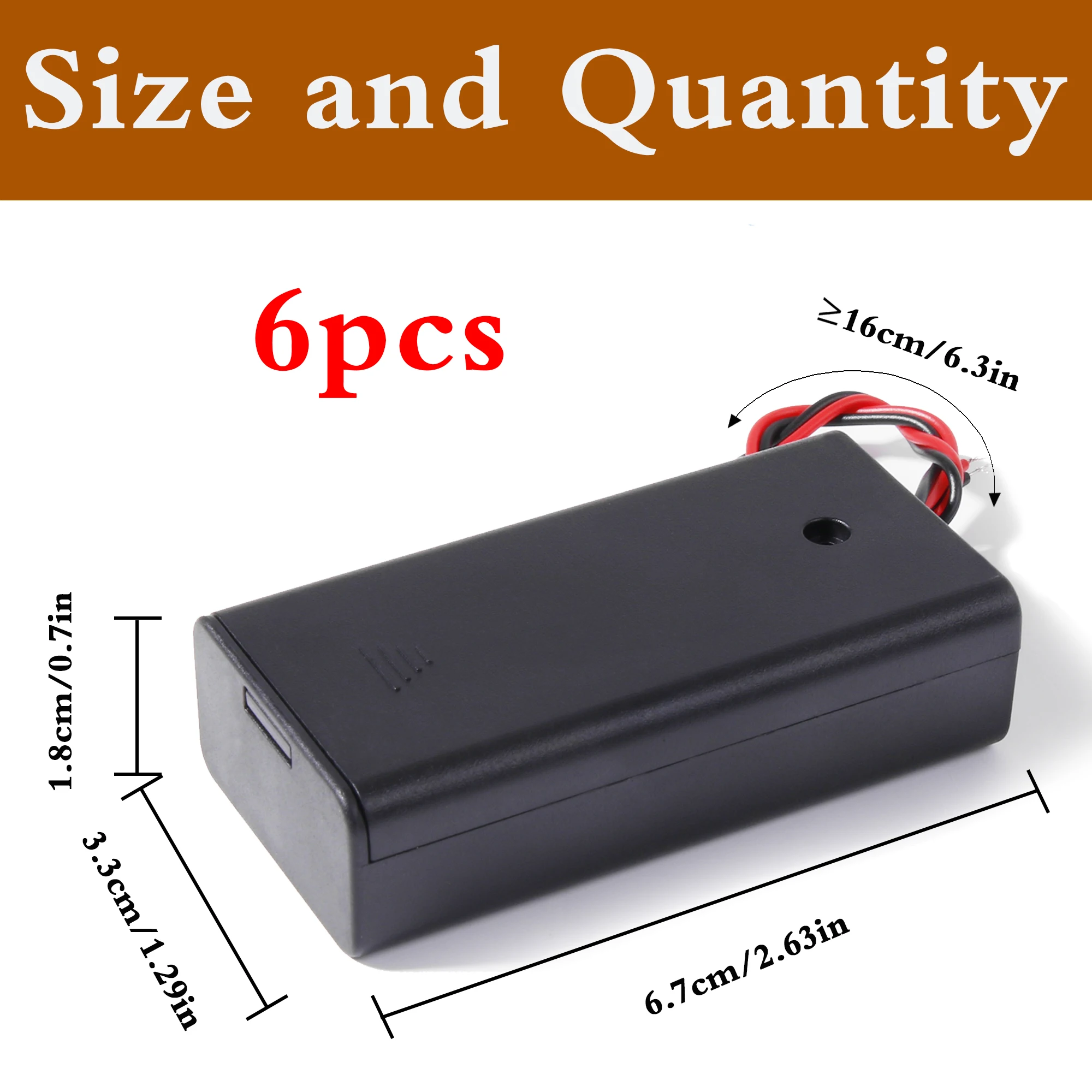 2 AA Battery Holder with Leads and ON/Off Switch - 1.5V AA Battery Holder Case with Wire Leads and Switch （Pack of 6）