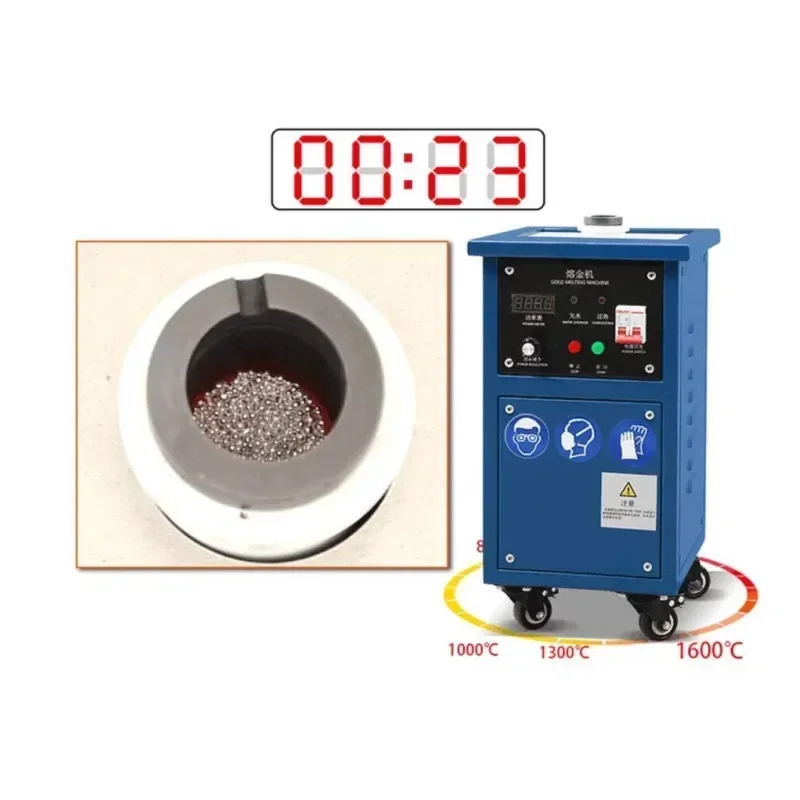 Macchina di fusione Piccola verticale 220V Attrezzatura per la fusione dell'oro e dell'argento Forno di fusione per riscaldamento a induzione ad alta frequenza