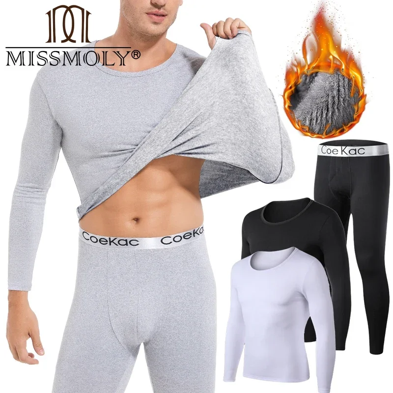 Men's Thick Fabric Thermal Underwear Set 2 pack Long Johns Hot Fleece Lined Base Layer Keep Warm Cold Weather Top Bottom