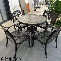 cast aluminum villa garden courtyardcombination waterproof and sunscreen table and chair