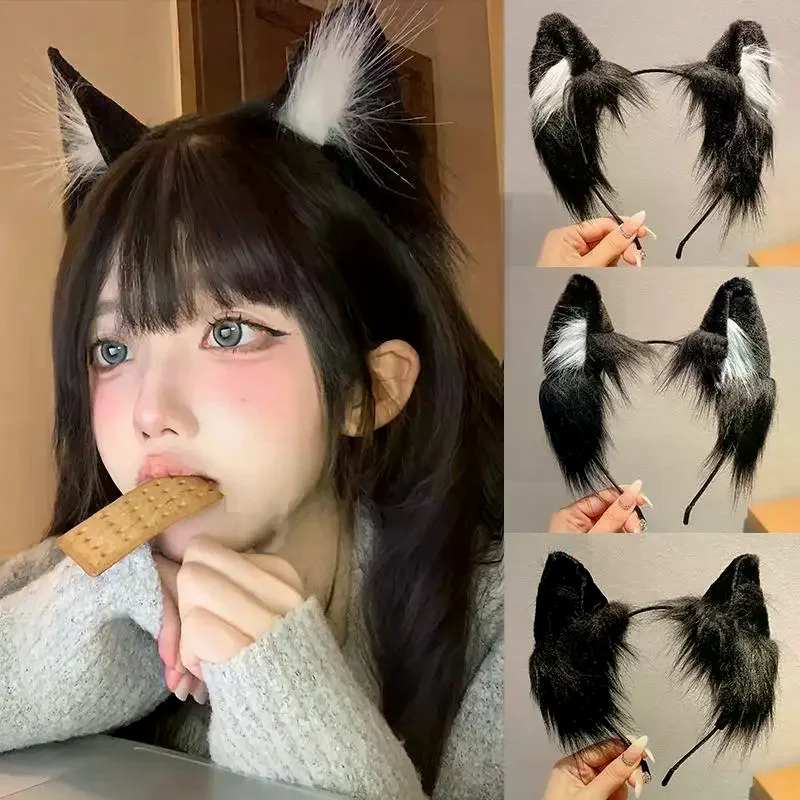 Diadema con orejas de gato de peluche para niños, aro para el pelo con temática de animales de temporada festiva, accesorios para el cabello de vacaciones, Idea de regalo