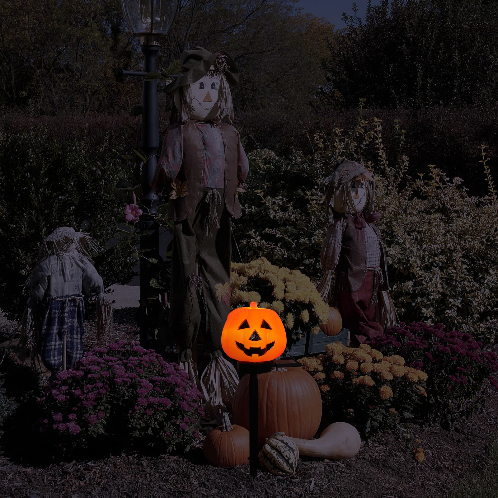 

Upgraded Solar Lantern Pumpkin Shape Outdoor Waterproof Ip65 Garden Decor Light Ground Plug For Patio Hallway Halloween Solar