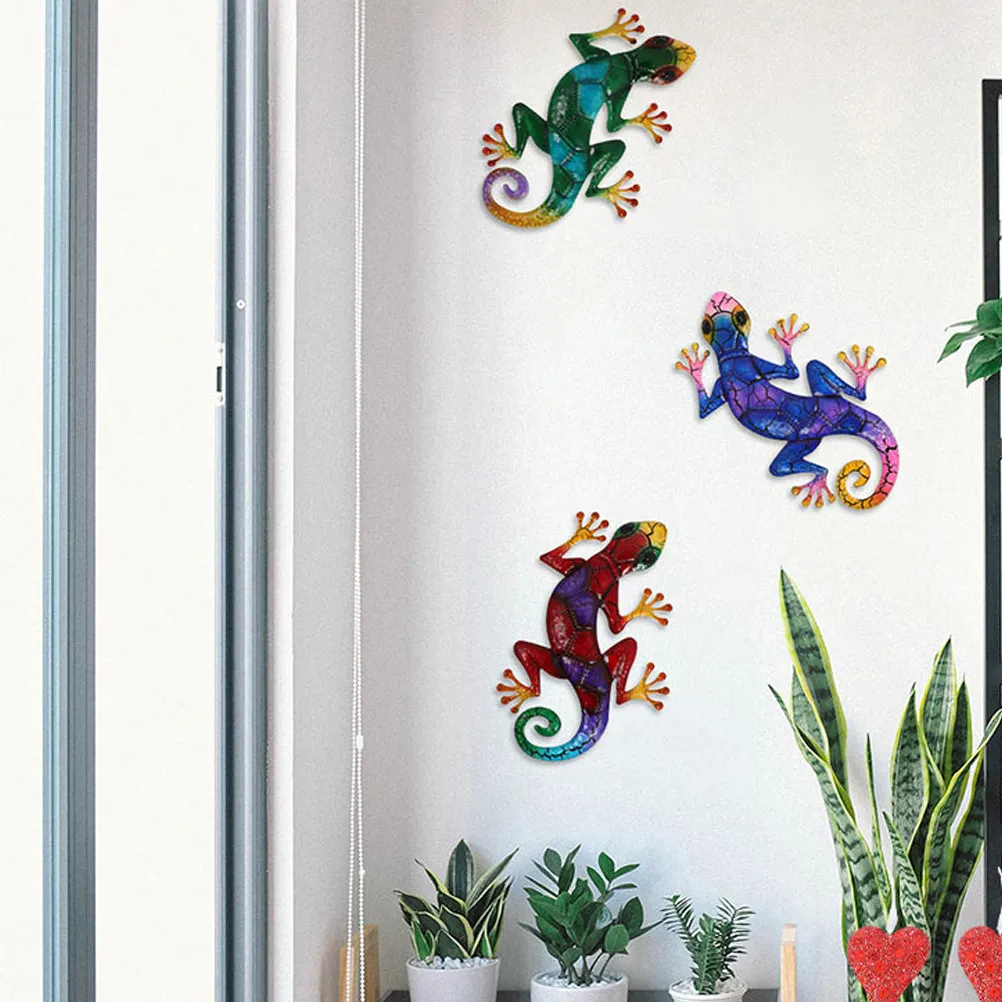 1Pcs Iron Gecko Wall Hanging Pendant for Home Garden Decoration Wall Art Decor Outdoor Ornament Gecko Adornment
