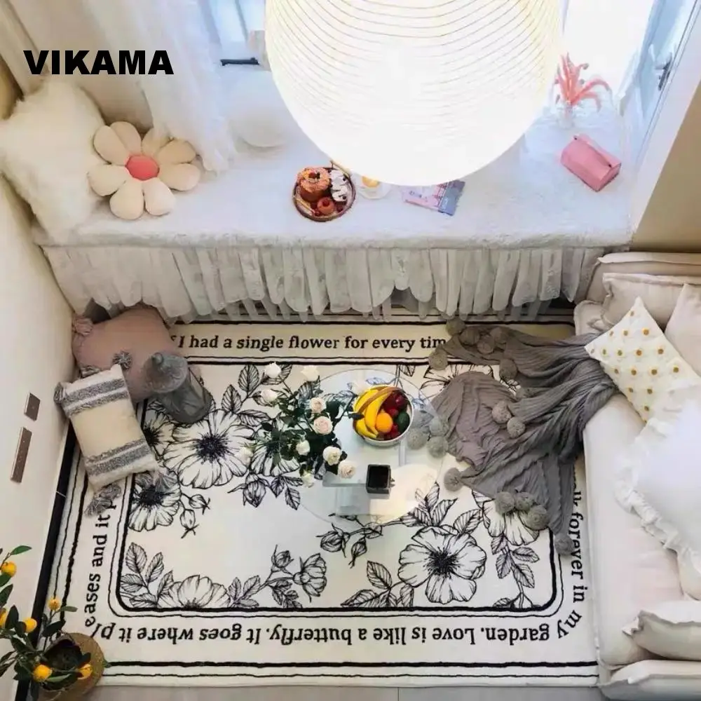 VIKAMA Imitated Cashmere Modern Simple Style Carpet Living Room Sofa Bedroom Floor Mat Non-slip Dirty Resistant Easy Care Rug