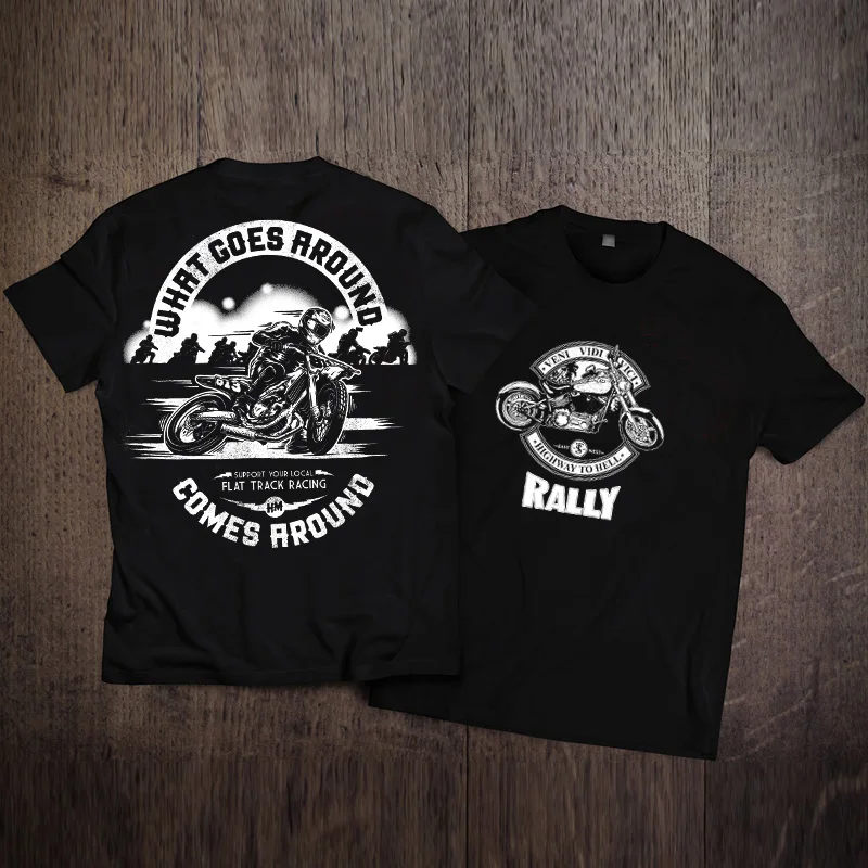 

Tough Guy Locomotive Printed Short-sleeved Men's T-shirt European and American Retro Trendy Brand Rock Pure Cotton Half-sleeve