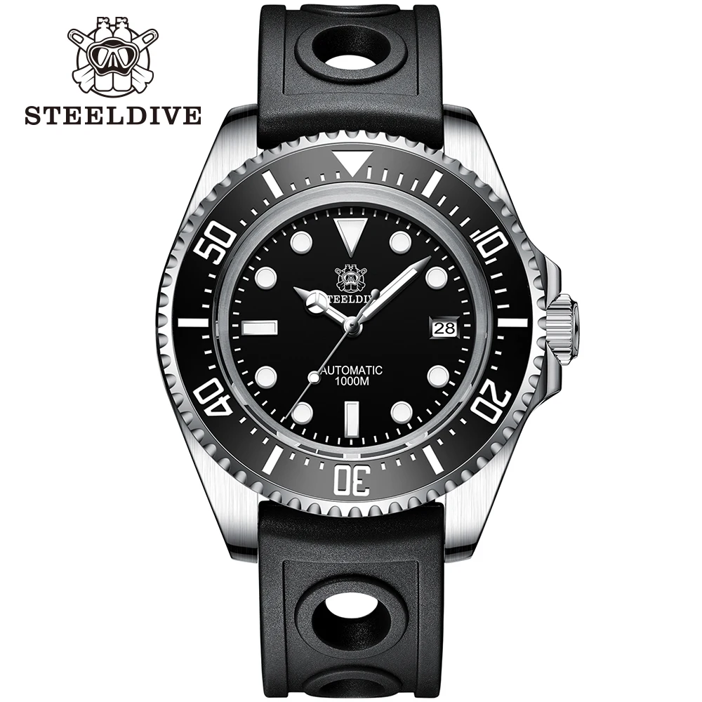 SD1964 Steeldive Brand 2023 Rot-Schwarz 45,4 mm Herren-Saphirglas, leuchtende 1000 m wasserdichte NH35-Taucheruhr mit Keramiklünette 3