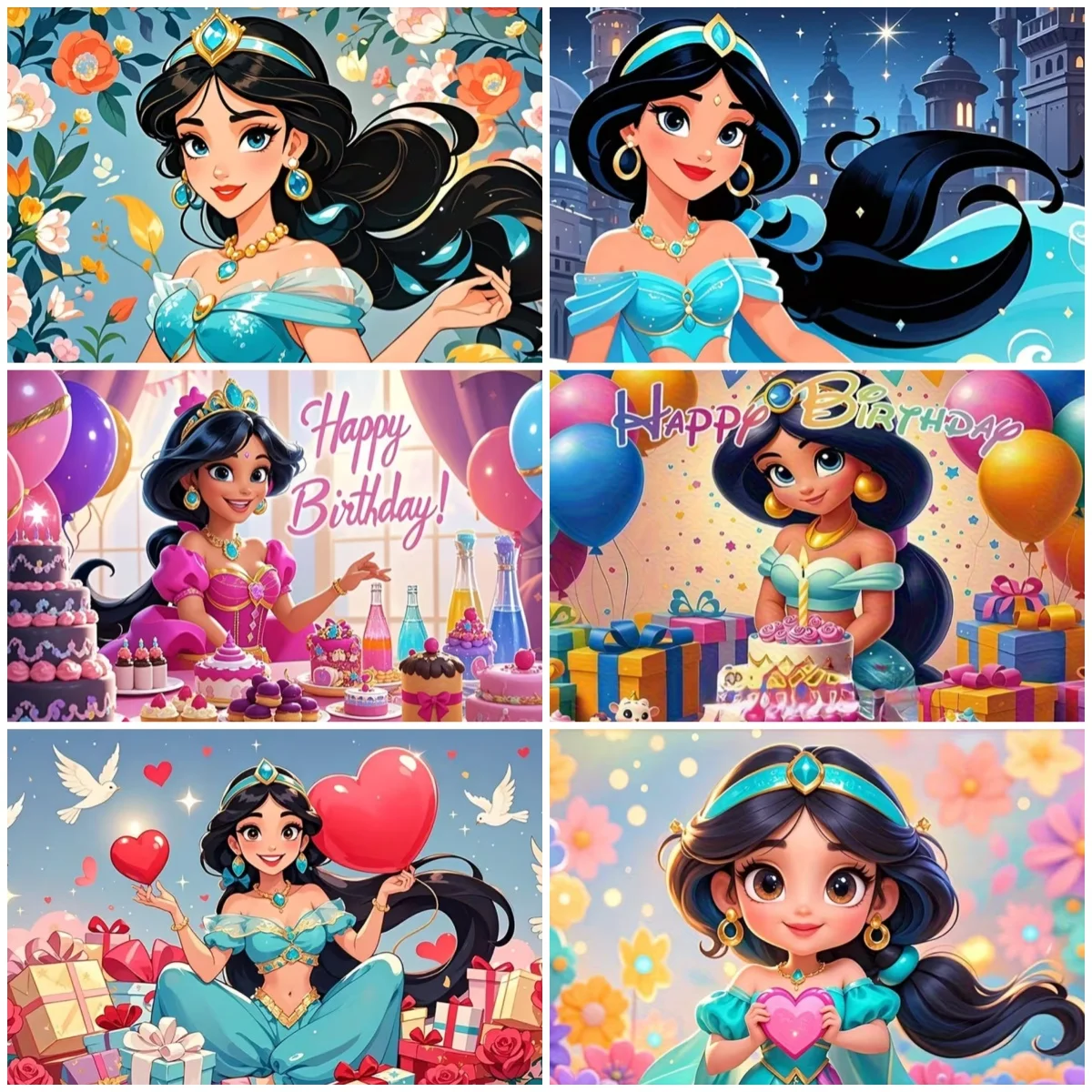 

Jasmine Princess Aladdin Theme Birthday Party Decoration Background Magic Lamp Backdrop Baby Shower Supplies Photography Props