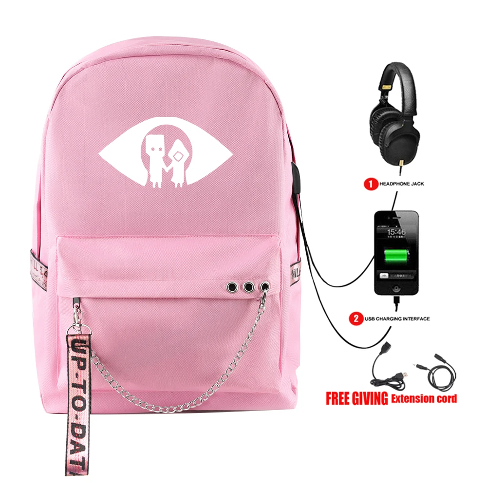 Hip Hop Youthful School Bags Little Nightmares 2 Travel Bags Usb Rechargeable Oxford Waterproof Notebook Shoulder Backpacks