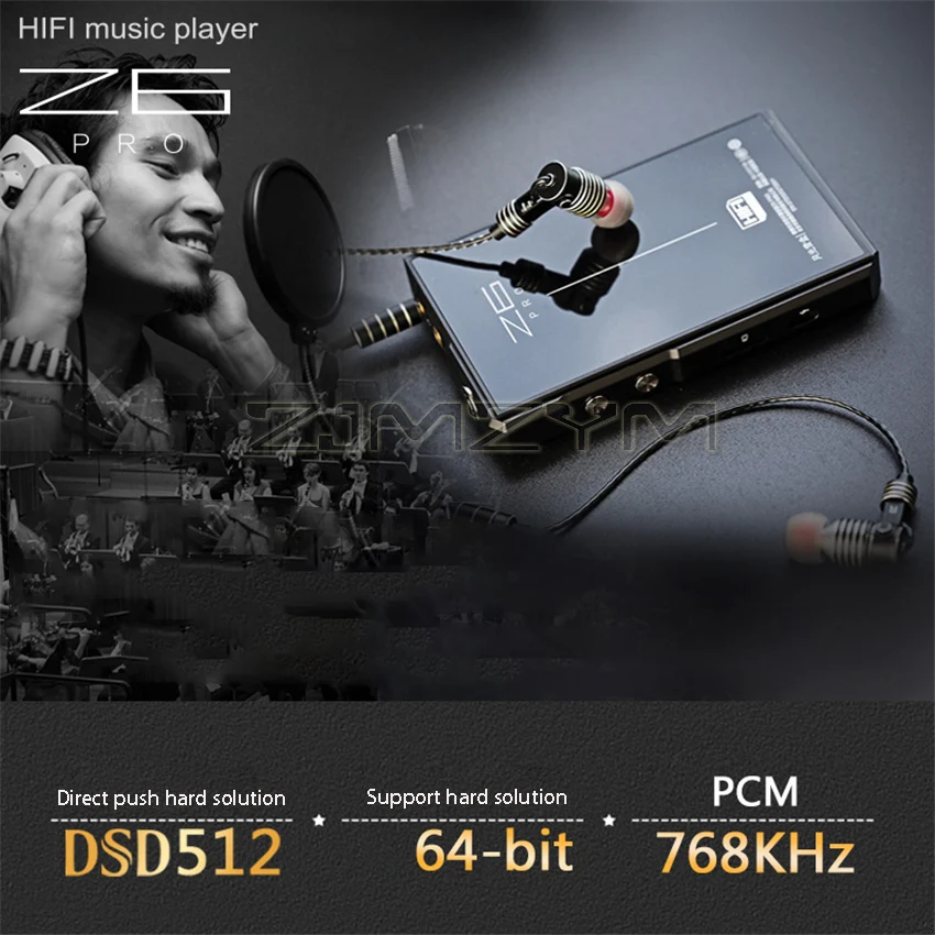 MP3 Portable Player DSD512 Lossless Bluetooth HiFi Music Player Bluetooth APTX 64Bit/768KHz Headphone Impedance 8~600 Ω
