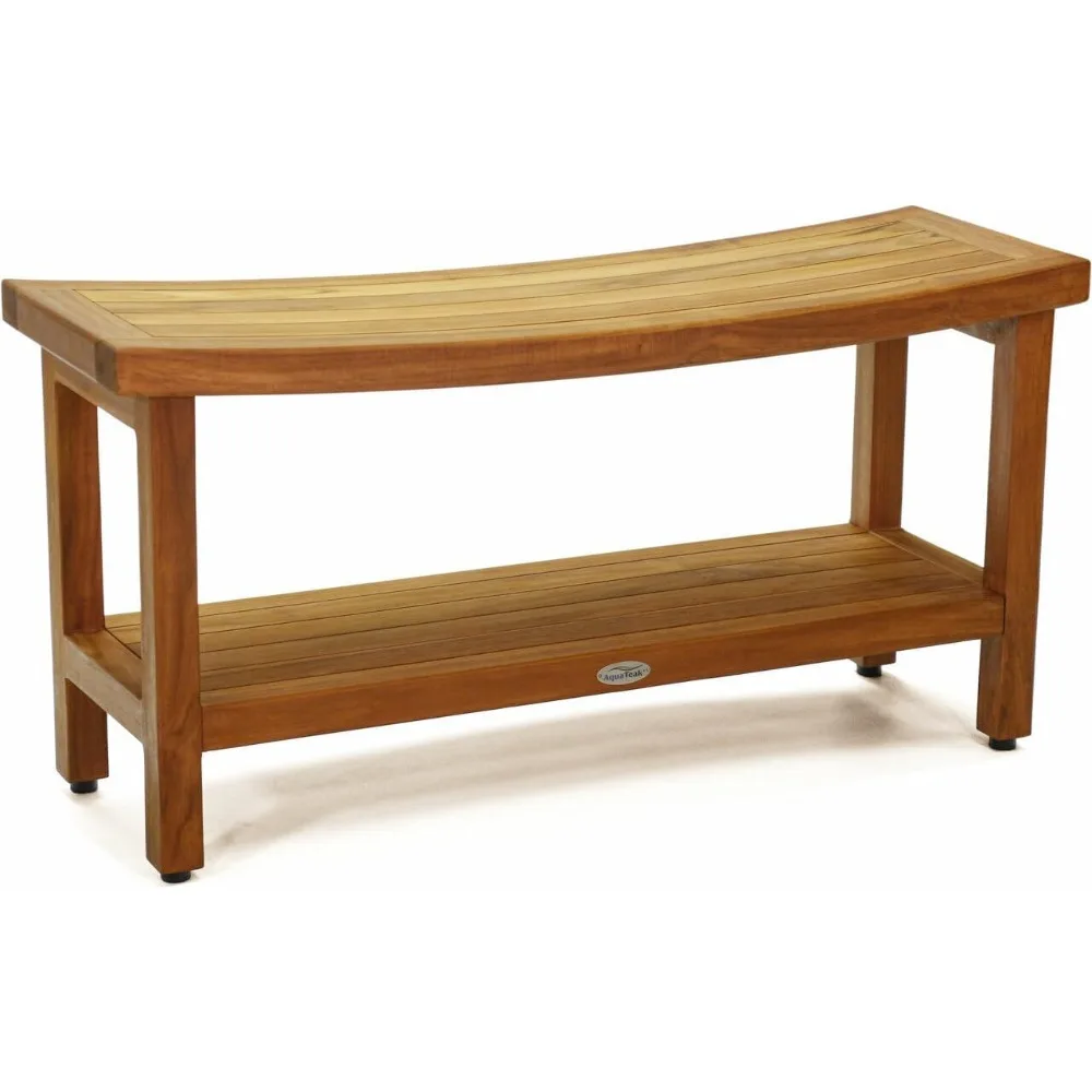 

AquaTeak Patented 36" Sumba Teak Shower Bench with Shelf