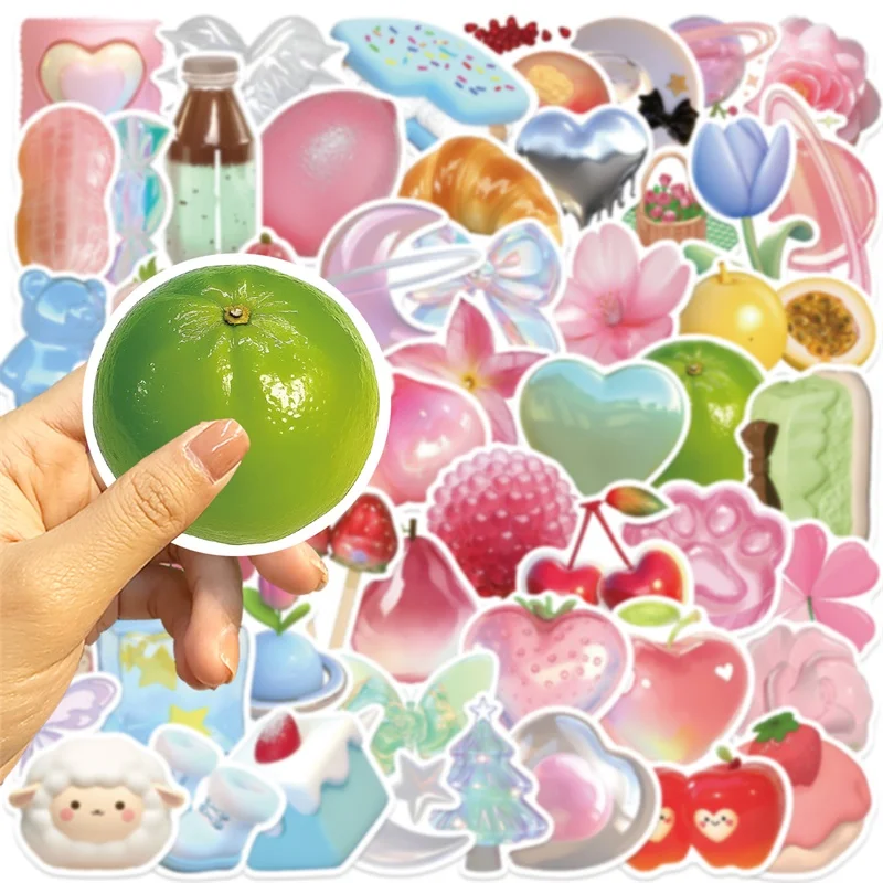 10/30/50PCS Kawaii Colored 3D PVC Sticky Sticker Aesthetic DIY Decoration Scrapbooking Hand Accounting Supplies for Kids