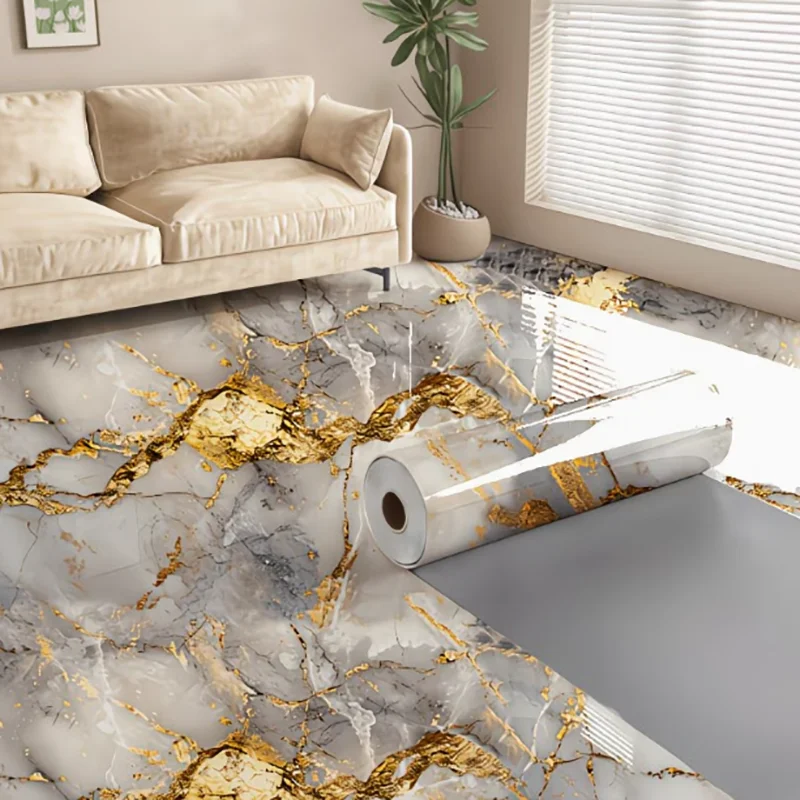 Waterproof And Oil-Proof Gold-Plated Marble Kitchen Self-Adhesive Paper Suitable For Kitchen Countertops And Walls.