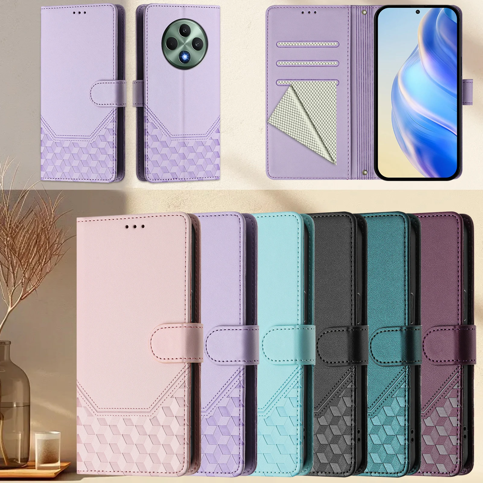 3D Leder Telefon Brieftasche Fall Buch Für Oppo Reno 13 12 11 10 Pro 5G 13F A5 A3 A60 A79 A98 A78 A38 A18 A57 Finden X8 Karte Flip-Cover