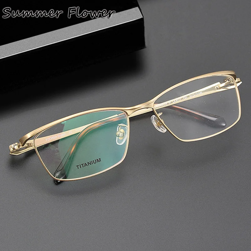 Oversize Eyeglasses Men Prescription Optical Lenses Glasses Frame Male Wide Face Gafas Light Weight Pure Titanium Glasses