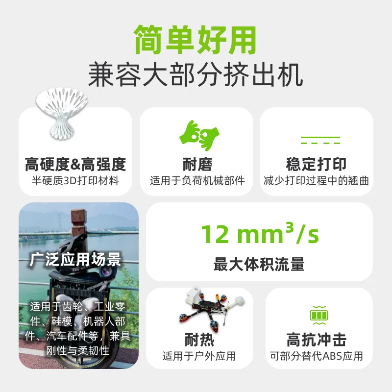 TPU 78D Easy to Print Semi-hard Flexible Robust Impact-resistant High-speed 3D Printing Consumables Flexible