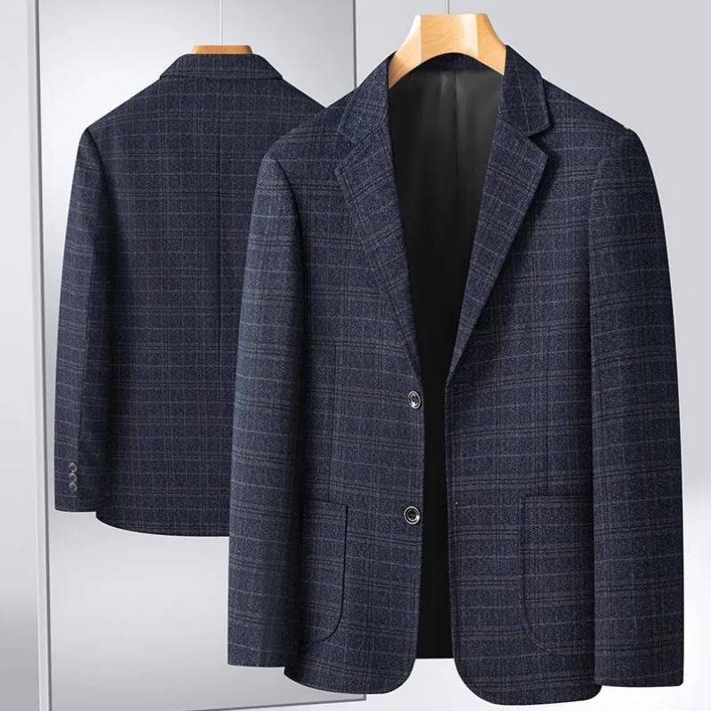 New Men's Blazer Fashion Middle-aged Business Casual Professional Wear Casual Loose British Style Sub-trend Four Seasons