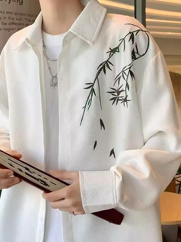 

New 2024 Men's Long Sve Embroidered irt Casual Spring Faion Sun Protection Outerwear Comfortable Breathable Polyester